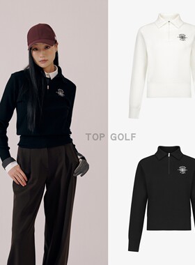SOUTHCAPE GOLF高尔夫SC韩国代购25秋女翻领半拉链标志长袖套头衫