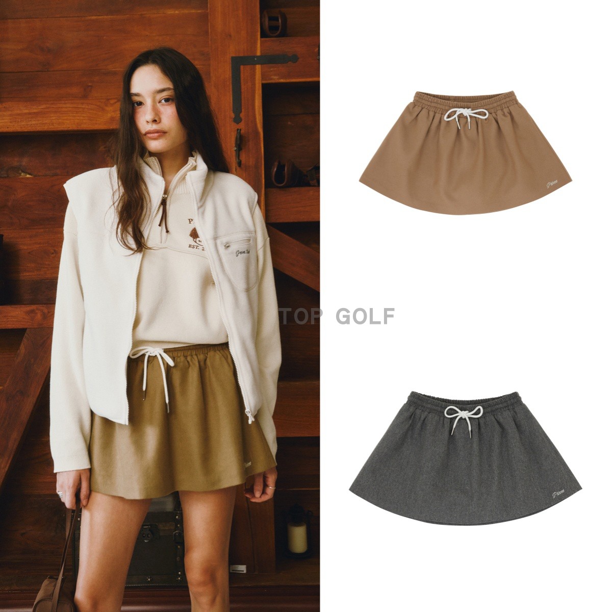 韩国代购 PIVVEE GOLF高尔夫服饰 25冬女松紧腰羊毛混纺运动裤裙