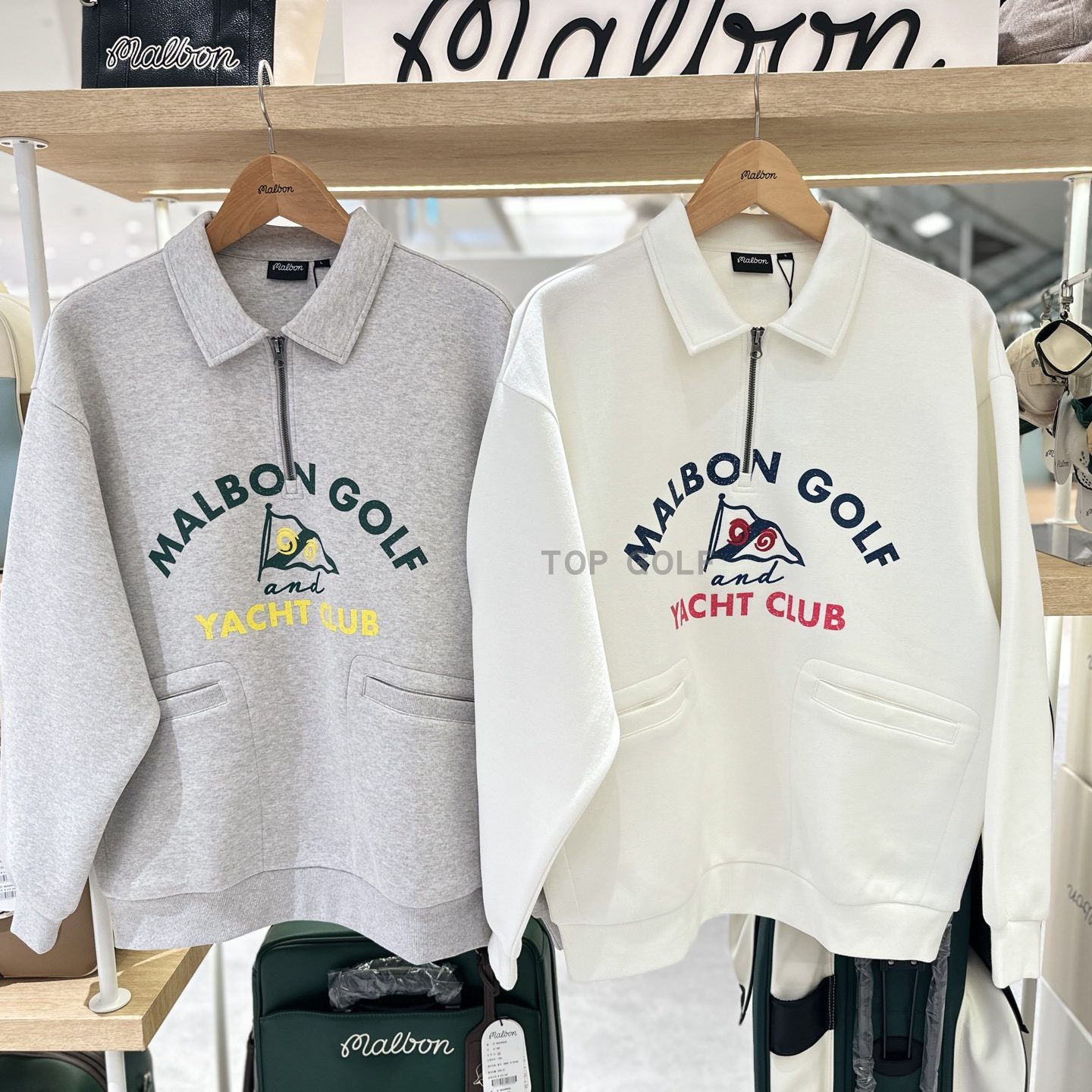 韩国代购MALBON GOLF高尔夫服 26春男翻领半拉链图案宽松运动长袖,运动服/休闲服装,高尔夫球服,淘宝优惠券,粉丝福利购,淘宝优惠卷