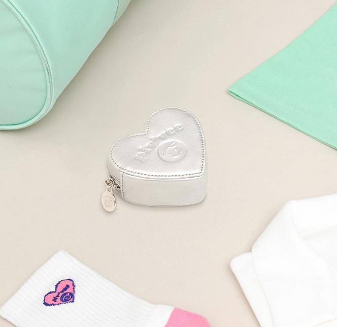 韩国代购PIVVEE高尔夫配饰24女银色爱心双球GOLF球收纳包挂饰腰包