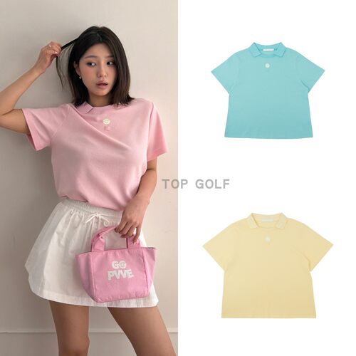 韩国代购PIVVEE GOLF高尔夫服装 26夏女针织宽松透气休闲短袖T恤