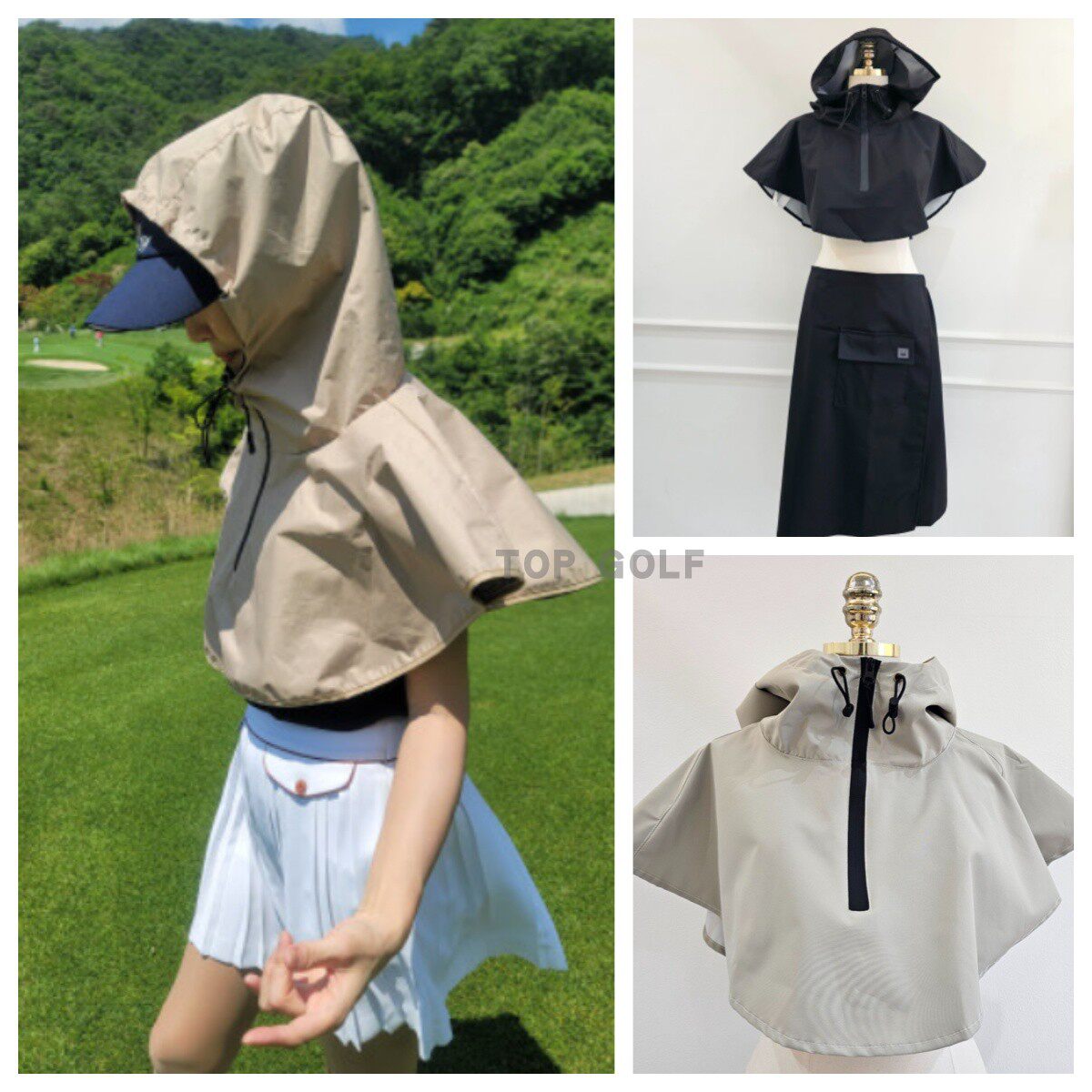 韩国代购Pink GOLF雨披 ins男女防水披风高尔夫披肩雨衣雨裙套装