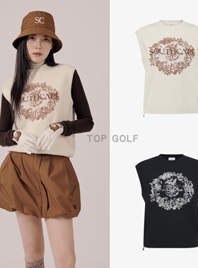 SOUTHCAPE GOLF高尔夫SC韩国代购25秋女圆领图案宽松无袖套头上衣