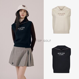 SOUTHCAPE高尔夫SC韩国代购 25秋女海军领字标简约针织无袖马甲