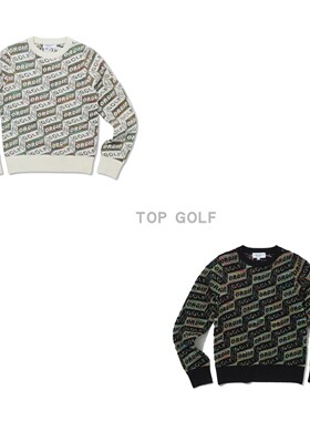 韩国代购MARK LONA高尔夫服装 25冬女圆领满印图案保暖长袖针织衫