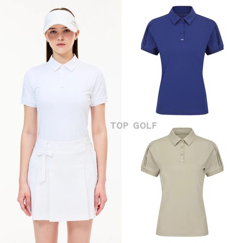 韩国代购 ST ANDREWS 高尔夫上衣 26夏女款翻领纯色徽标短袖T恤