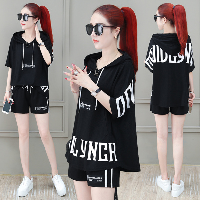Leisure sportswear suit women's summer wear 2021 new summer fashion western style sweater Summer Shorts two piece set