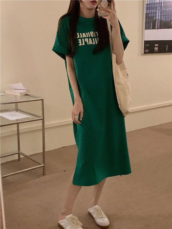 Official website - printed T-shirt skirt medium length