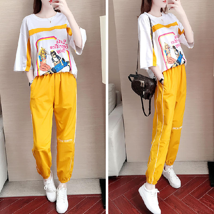 #Short sleeve summer new sportswear women's fashion Korean loose leisure students