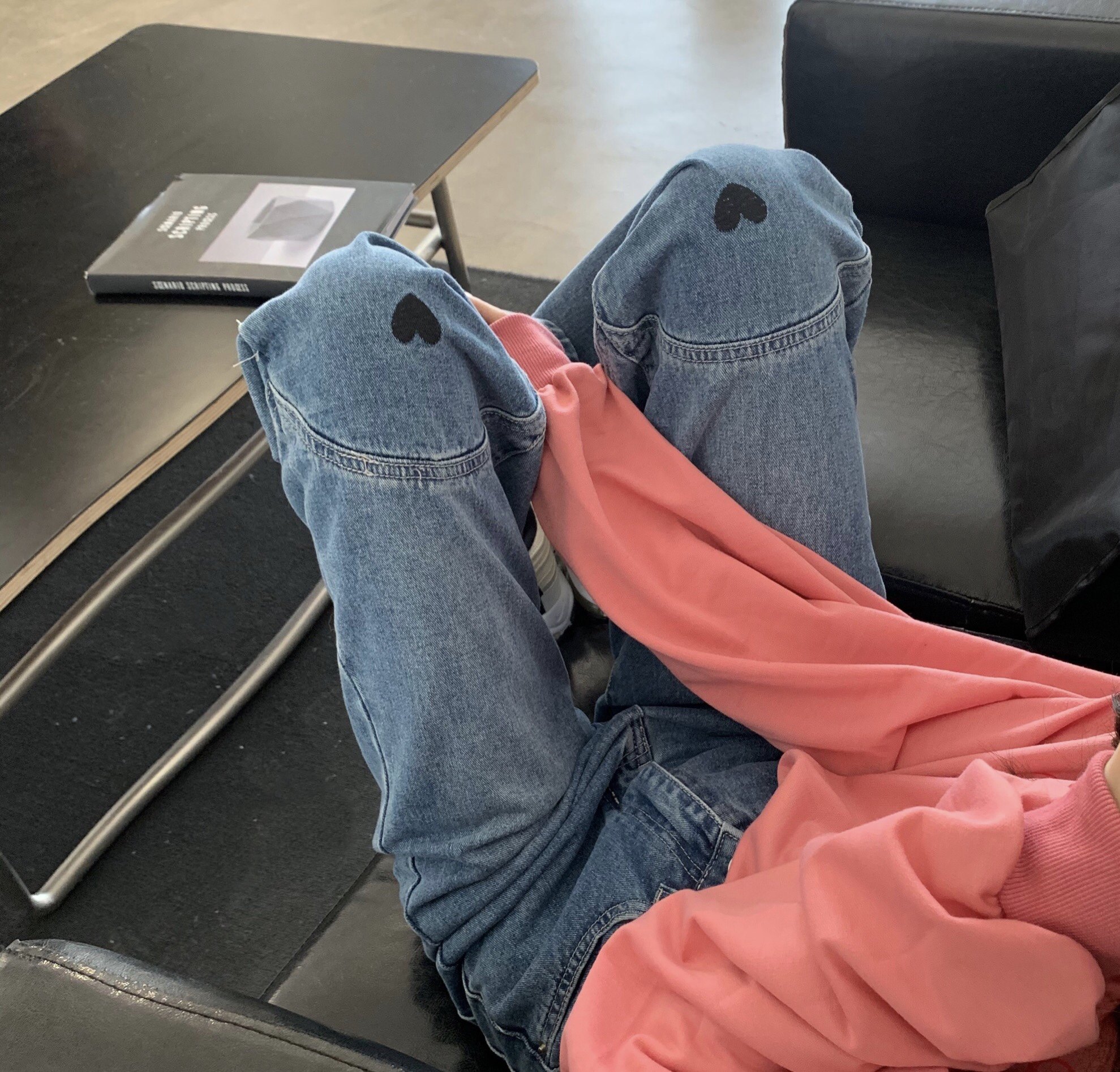 Love jeans women's 2021 new Harajuku loose Korean straight chic High Waist Wide Leg Pants