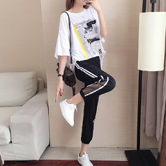 Casual suit women's 2021 summer new fashion fashion brand foreign style slim Capris age reduction two piece set