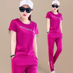 Short sleeve sportswear women's summer new loose large fashion slim pants casual two piece suit