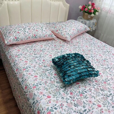 纯棉田园风小碎花双人床单厚实