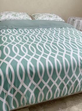 外贸100%全棉条纹双人纯棉被套200*230被罩柔软舒适150/180床包邮