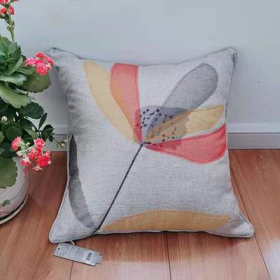 外贸现代仿麻绣花沙发45*45包邮