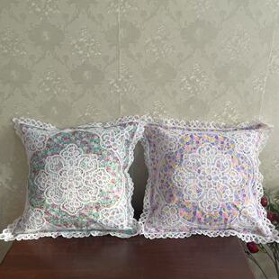 清仓!外贸纯棉百代丽花边靠背/抱枕套/靠垫套45*45/50*50田园风
