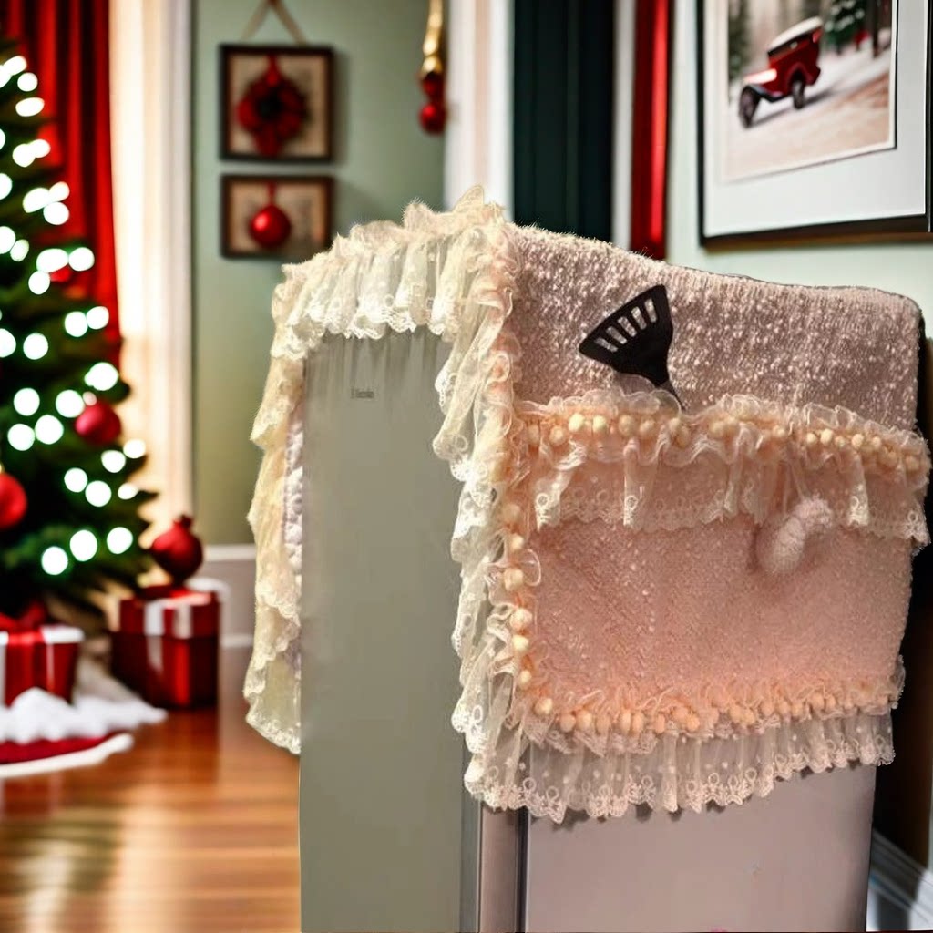 田园粉色蕾丝球球冰箱罩盖布单门双开门冰箱防尘罩带收纳袋