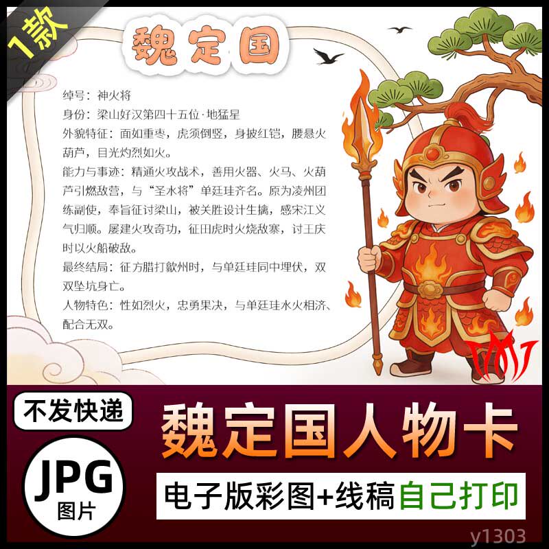 水浒传神火将魏定国人物卡介绍素材手抄报图片电子小报名片电子版