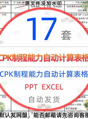 CPK产品制程控制自动计算EXCEL表格SPC能力分析图表流程图PMP管制