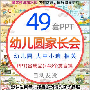 幼儿园大中小班家长会PPT模板儿童新学期开学幼小衔接教师发言稿1