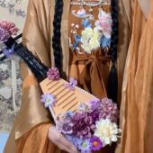 新款 汉服宫廷花朵琵琶飘带唯美舞蹈道lolita道具手持茶会走秀摄影