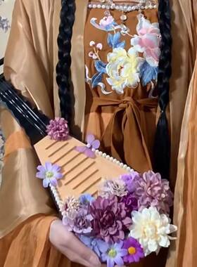 新款汉服宫廷花朵琵琶飘带唯美