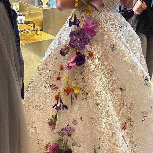 瀑布新娘多巴胺色系仿真花花束