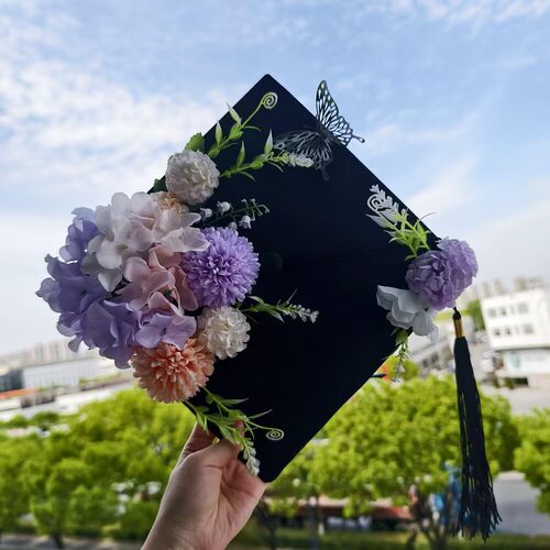 diy学士帽成品簪花仿真花大学生