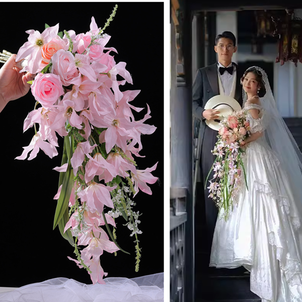 韩式高级感水滴新娘瀑布手捧花