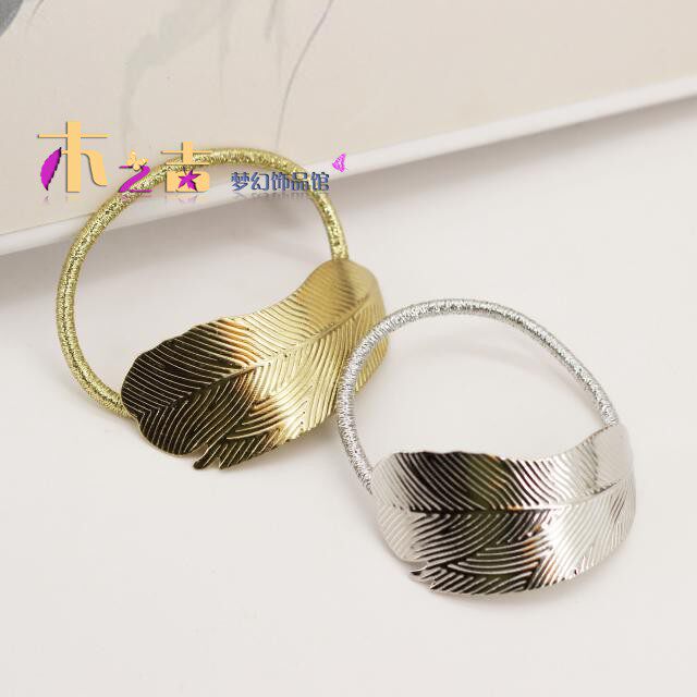 满包邮暖新款树叶金属发圈马尾扎头发皮筋头绳简约韩版发绳女饰品