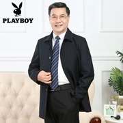 Playboy mùa đông cộng với nhung ấm áp dài nam áo gió giản dị bố tải áo khoác dày - Áo gió