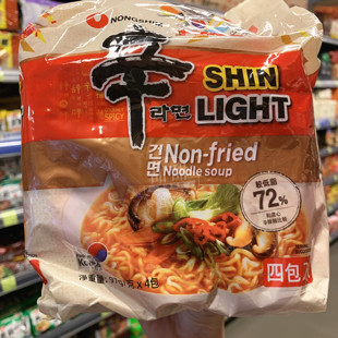 现货 韩国农心 进口非油炸辛拉面较低脂速食方便面97g×4连包