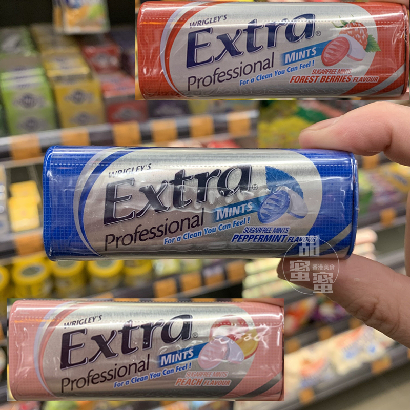 香港代购 益达进口EXTRA薄荷西瓜水蜜桃润喉薄荷清凉糖铁盒20g
