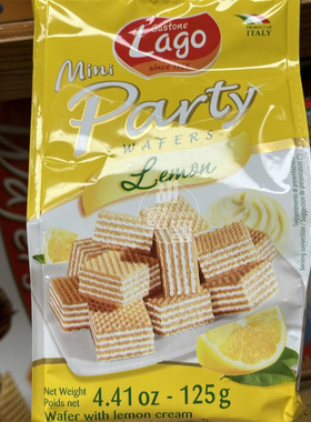 香港代购 进口 Gastone Lago柠檬味威化饼方块袋装125g 休闲零食