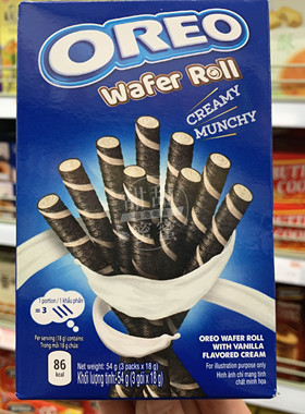 香港代购 OREO奥利奥WAFER ROLL卷心酥香草/朱古力味盒装 54g