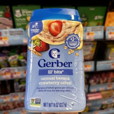 香港代购 进口 嘉宝Gerber香蕉士多啤梨燕麦粉儿童营养辅食零食
