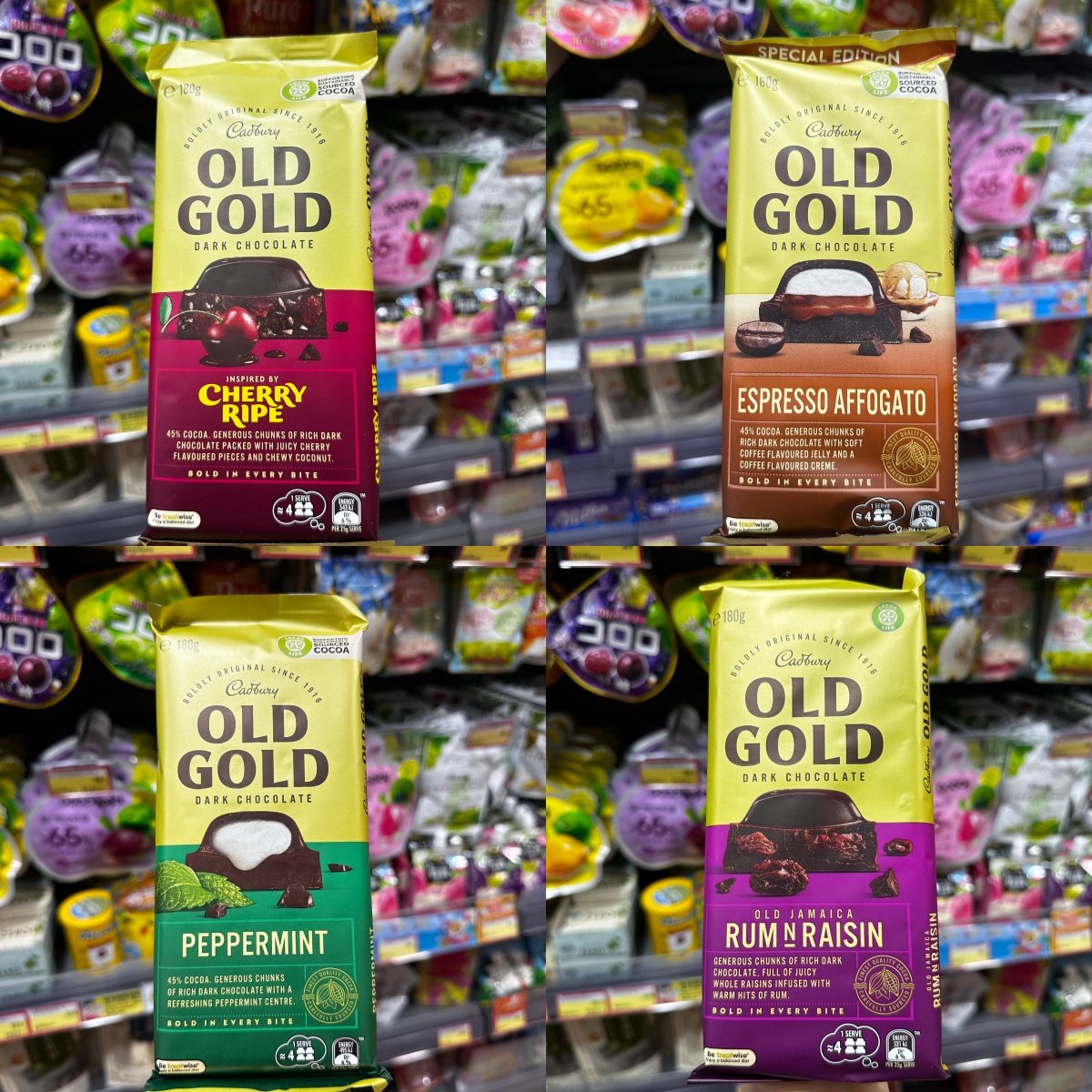 香港代购澳洲进口吉百利OLD GOLD朗姆酒葡萄干黑巧克力180g