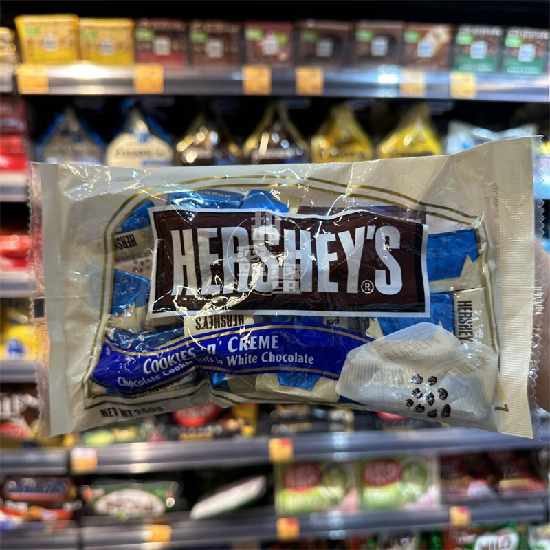 香港代购 美国好时Hershey’s 曲奇白巧克力银色砖块袋裝260g