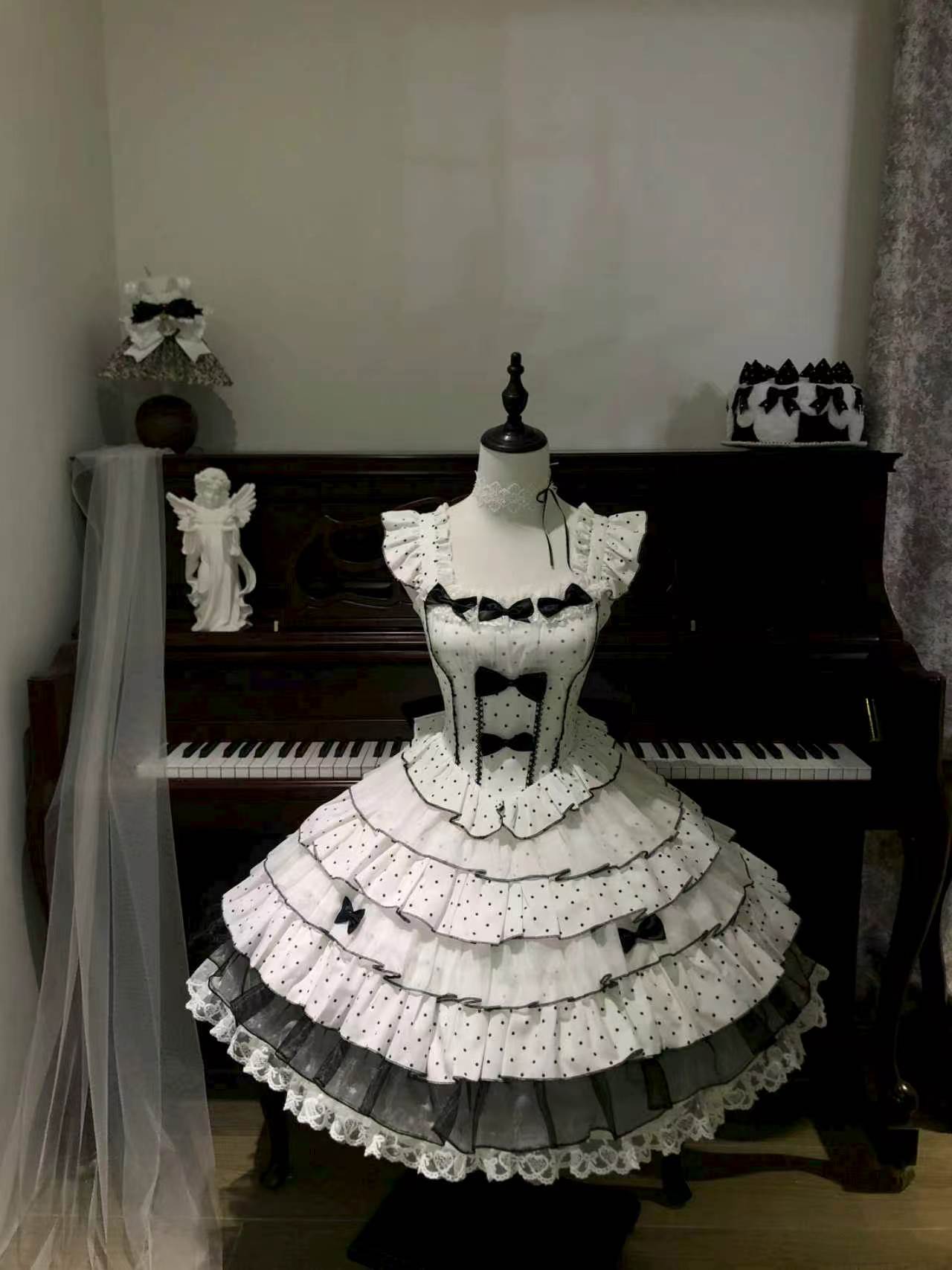 【波点奶芙】原创Lolita吊带jsk波点蕾丝花边少女软妹洛丽塔洋装