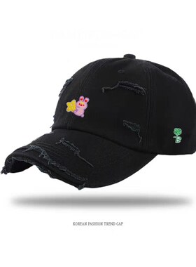 【官网正品】New Bcfauae NB韩版破洞做旧棒球帽男女百搭鸭舌帽休