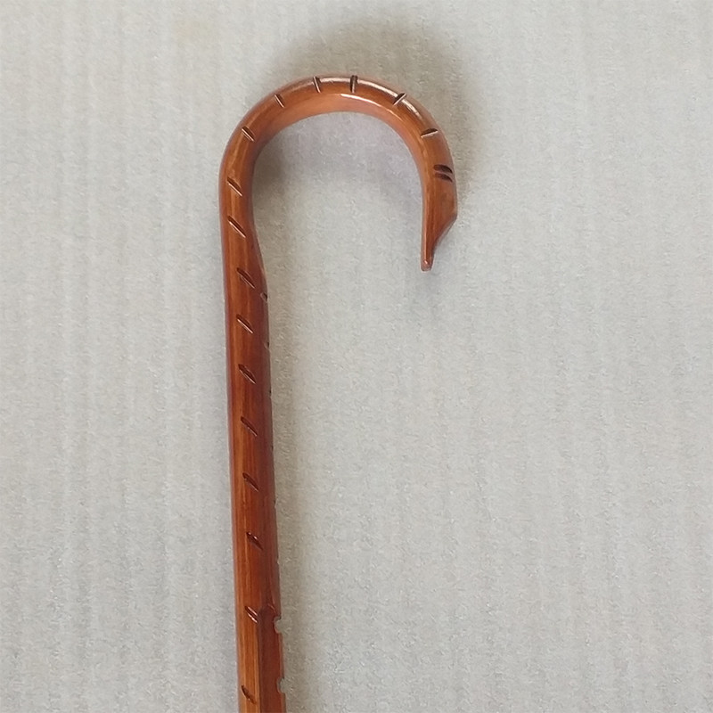 一体拐杖刻花纹拐棍老人手杖舞蹈户外拐杖木质防滑祝寿老年人礼品