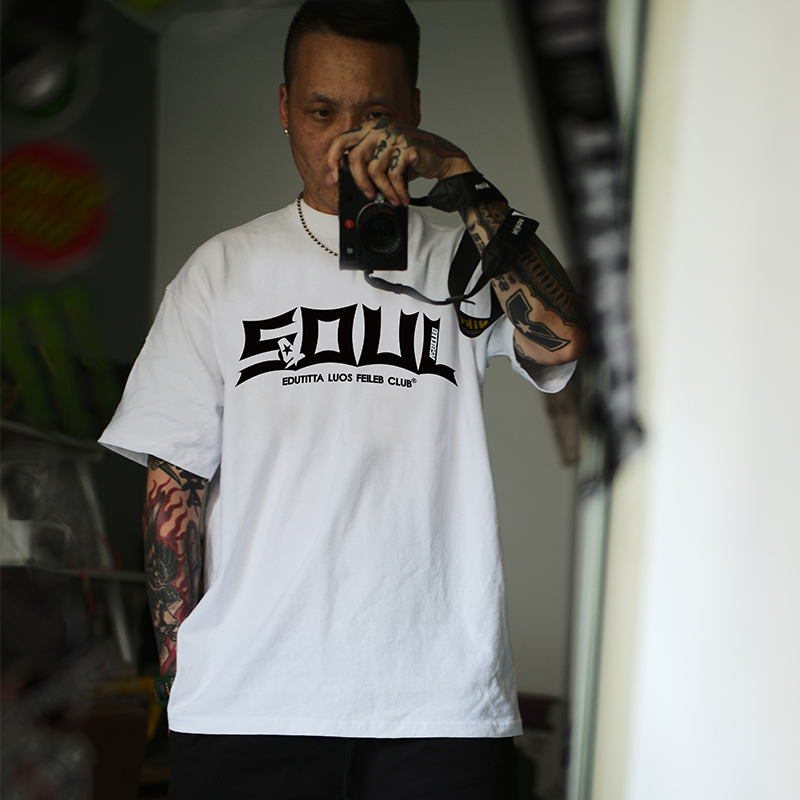 来福叶店短袖美式青年小领口T恤