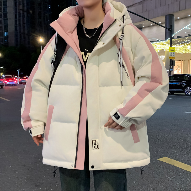 冬季新款2025青少年灯芯绒棉衣港风潮流撞色设计加厚保暖男生棉服