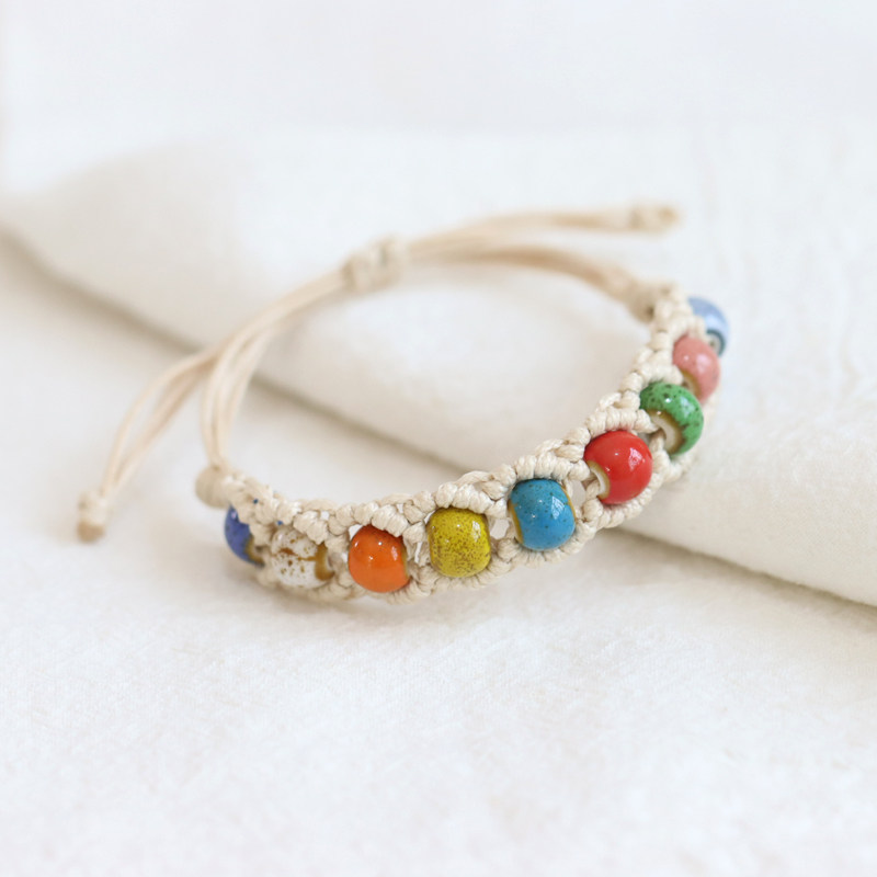 民族风手编陶瓷手链闺蜜瓷珠手绳