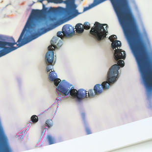 星墨流影 新中式国风景德镇陶瓷流苏手链文艺学生瓷珠瓷器手串530