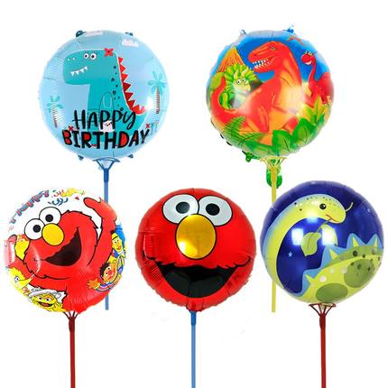 卡通动物手持棒活动小礼品地推儿童无毒卡通铝膜气球摆摊充气玩具