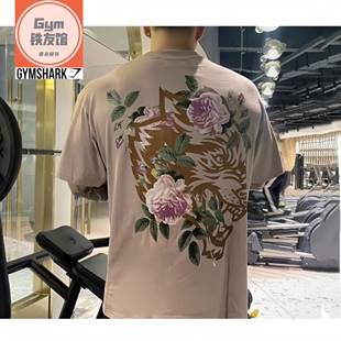 清仓特惠DARCSPORT玫瑰狼头短袖男女美式运动休闲棉质印花宽松t恤