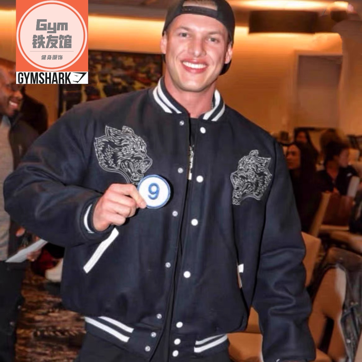 精品DARCSPORT狼头刺绣毛呢夹克重磅男女宽松休闲美式外套棒球服