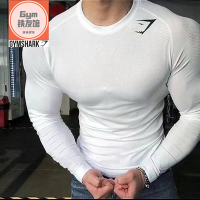 英国GYMSHARK幻影4代长袖男美式运动修身速干透气修身弹力紧身t恤