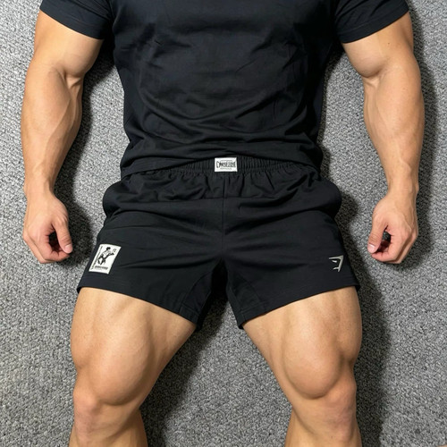 现货Gymshark全精梳格子布短裤男健身运动耐磨无弹全棉运动四分裤
